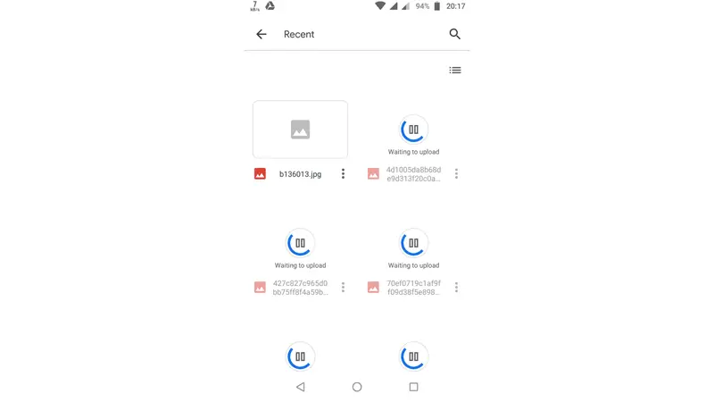 google drive upload stuck android