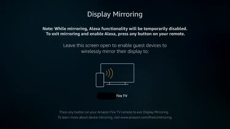 network password for mirror for fire tv