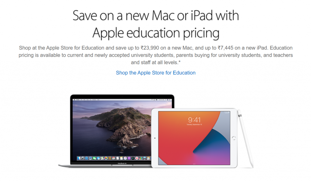 Apple Student Discount on iPad, MacBook, Mac