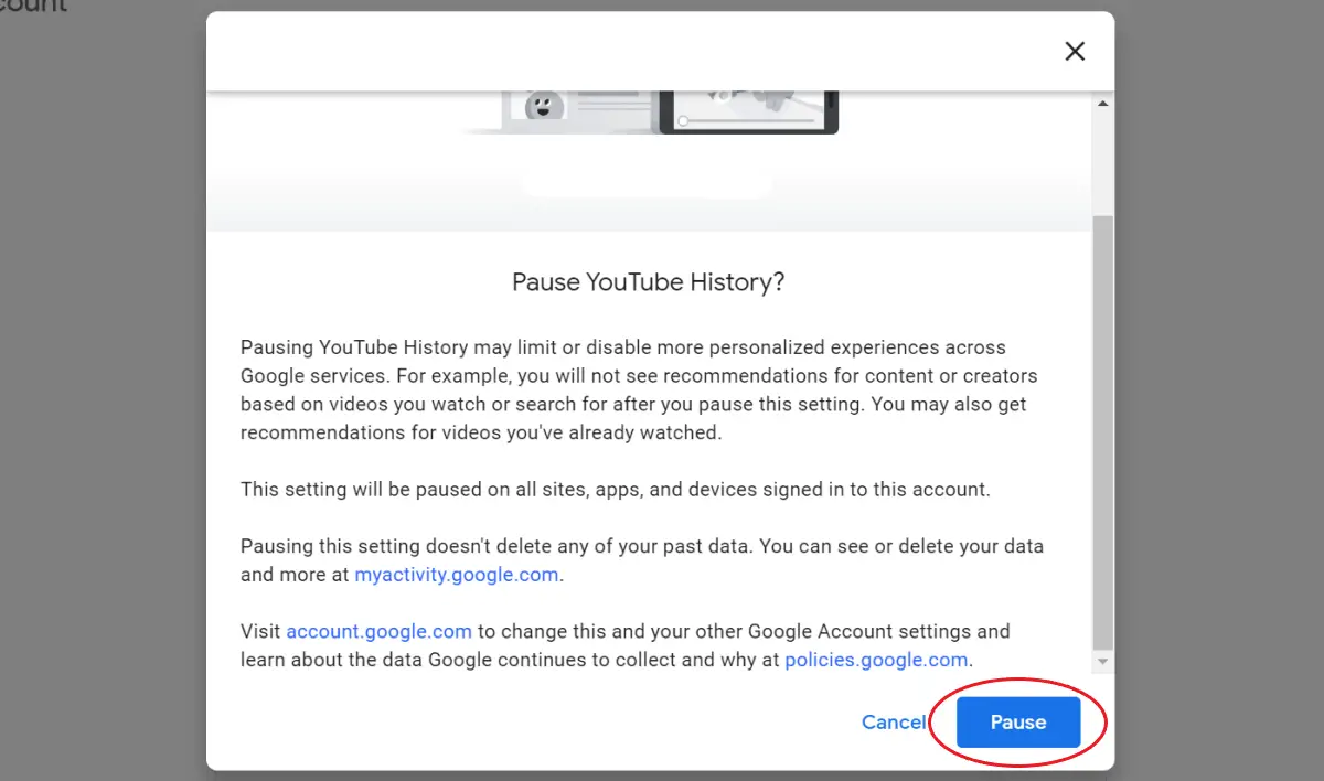 turn off youtube search history