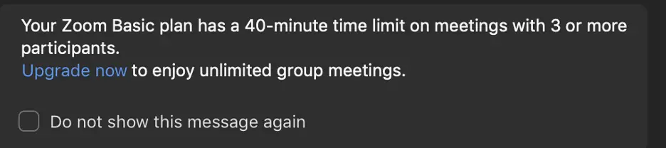 zoom meeting free limit