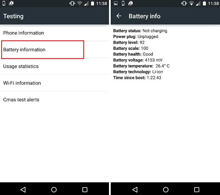 android battery health status