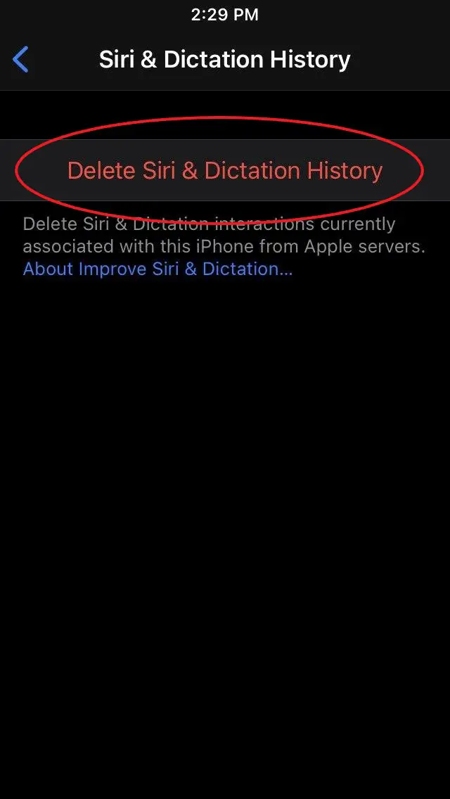 Delete Siri Audio Recording History on iOS