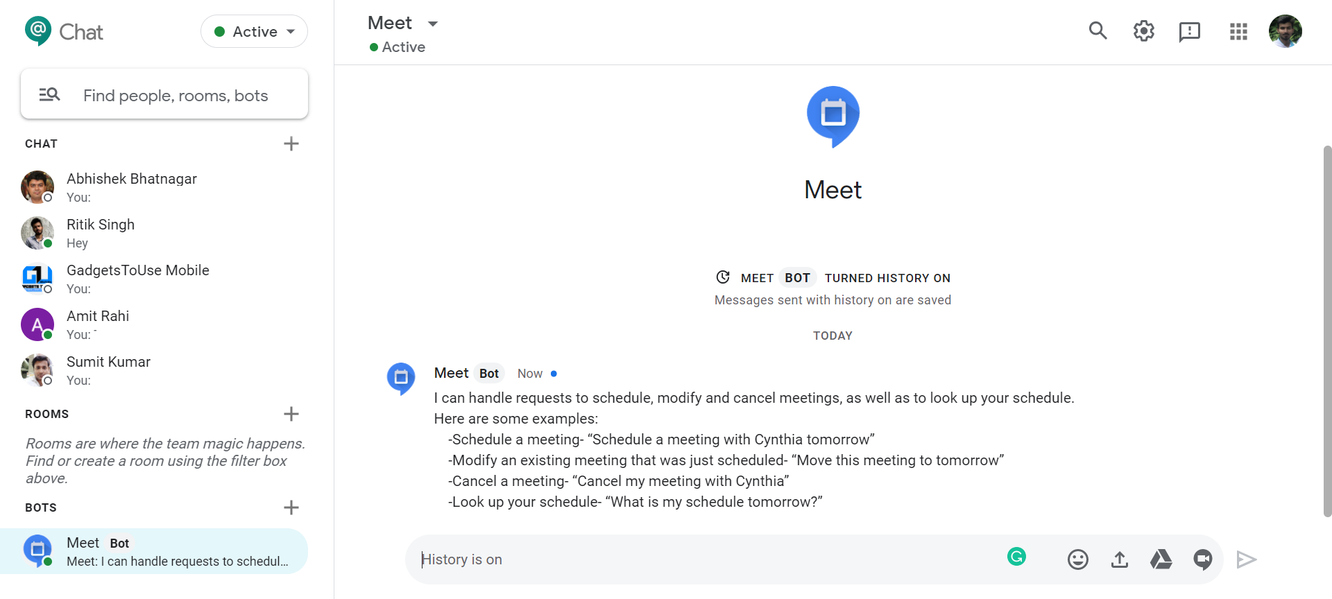 Use Bots in Google Chat