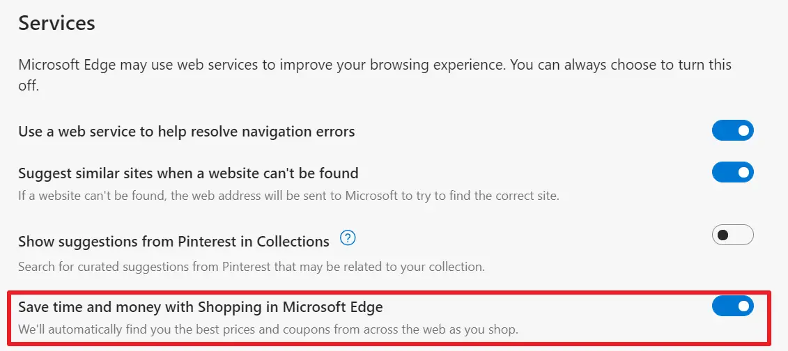 So aktivieren oder deaktivieren Sie die Einkaufsfunktion in Microsoft Edge