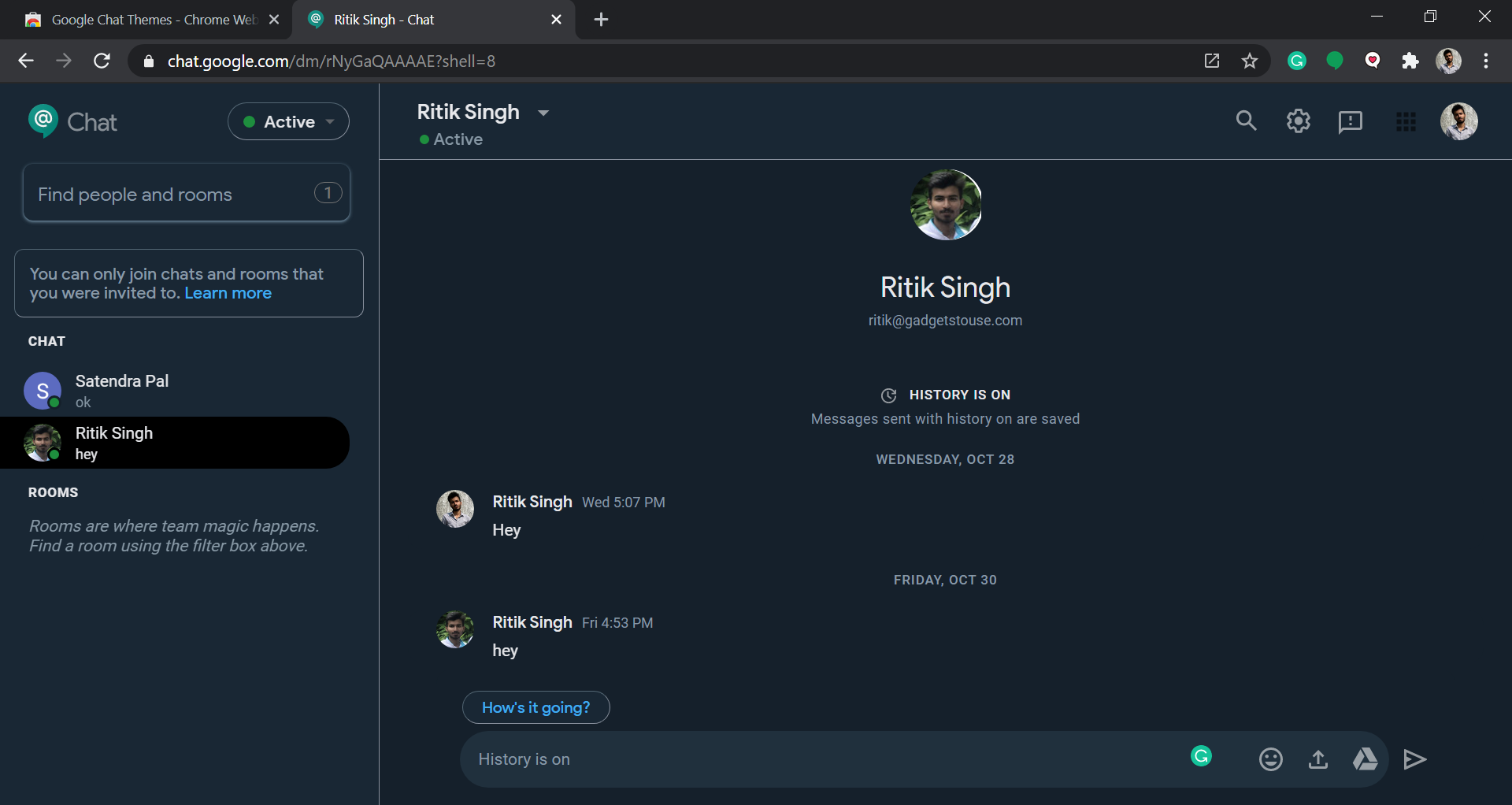 google chat dark mode