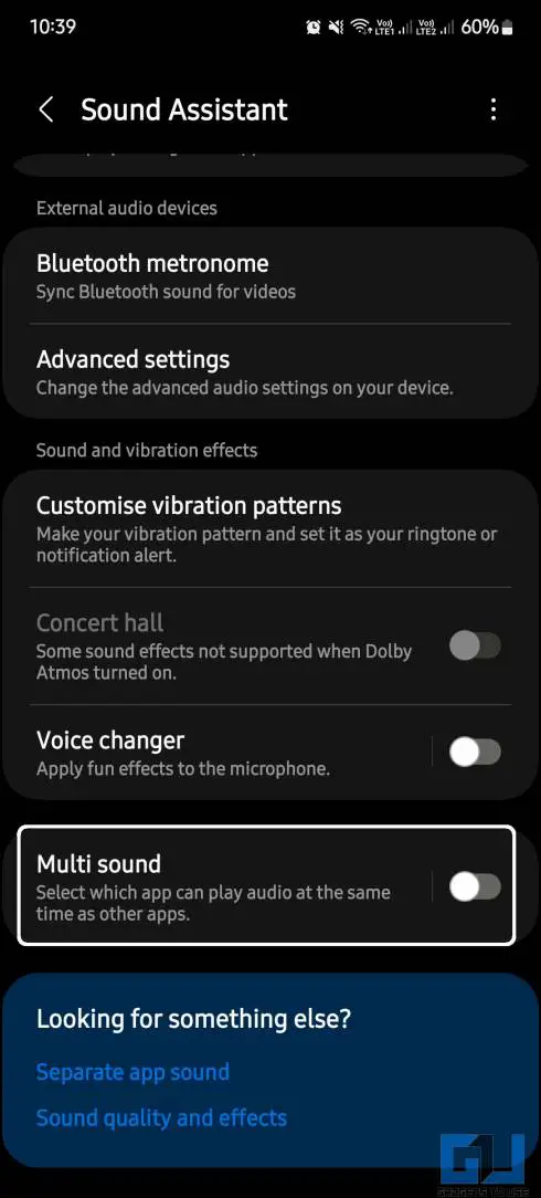 play sound from two apps on Samsung