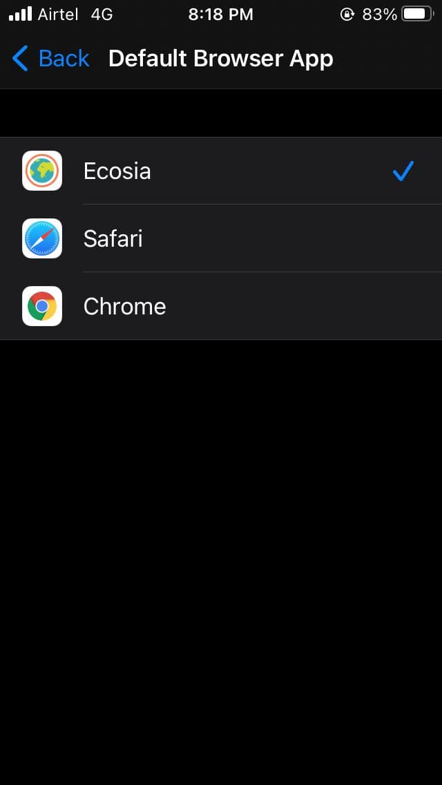Set Ecosia as Default Browser iOS 14