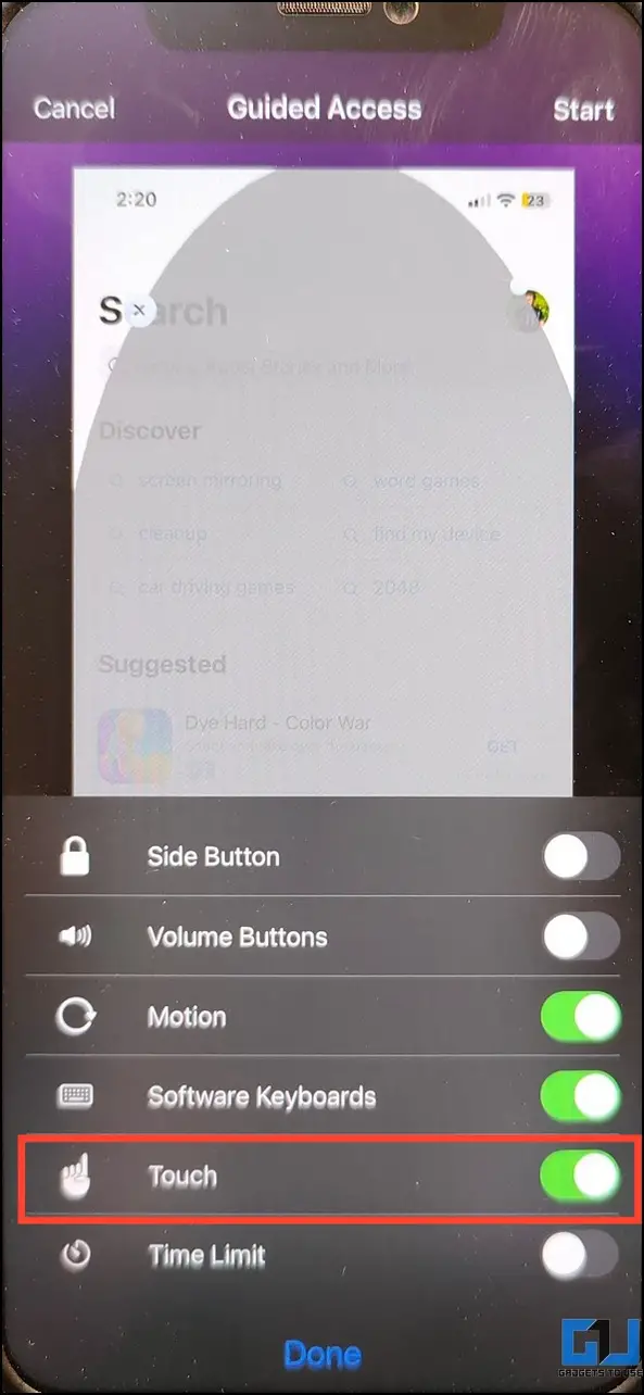 Disable Touch Screen on iPhone with Guided Access