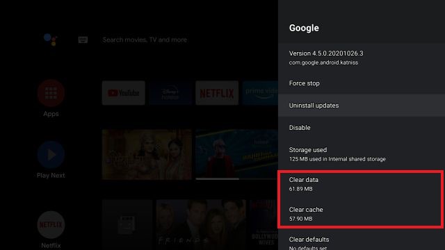 Clear Cache and Data on Android TV
