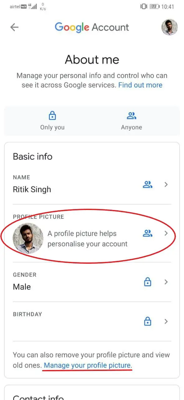 Remove Gmail Profile Photo Android