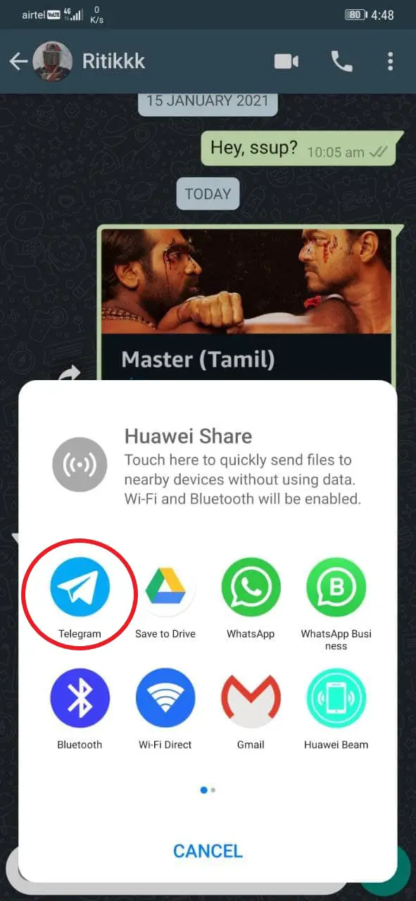 Copy WhatsApp Chats to Telegram