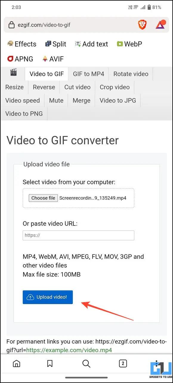 Convert or Make GIFs from Video