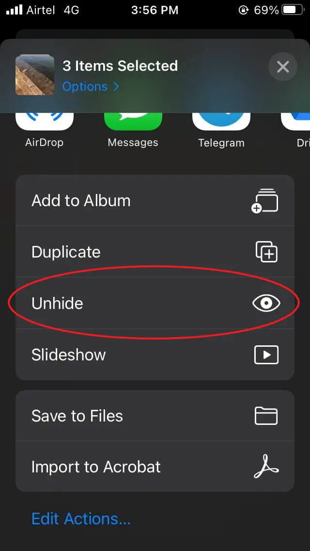 Unhide Hidden Photos and Videos in iOS