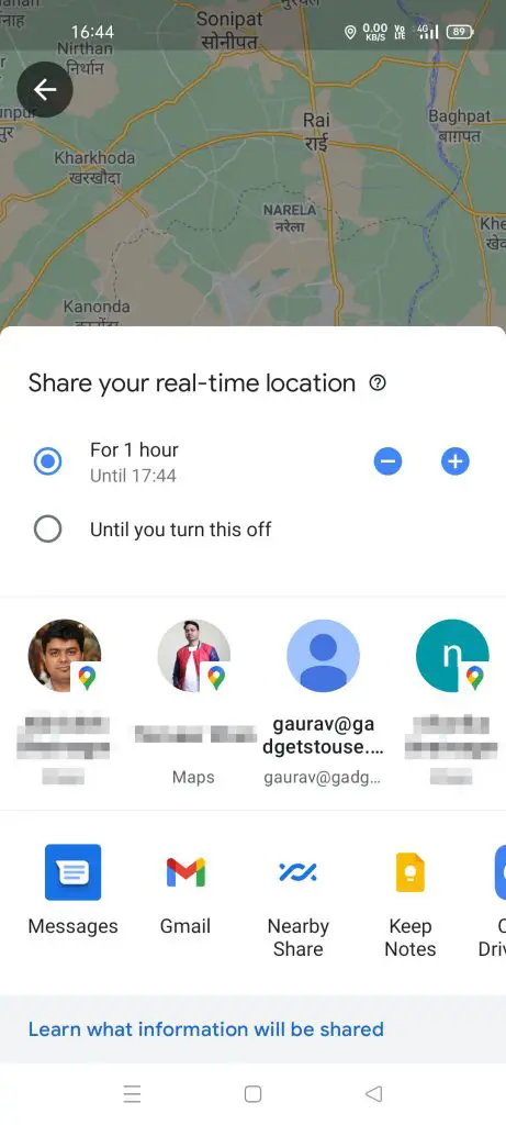 realtime location time