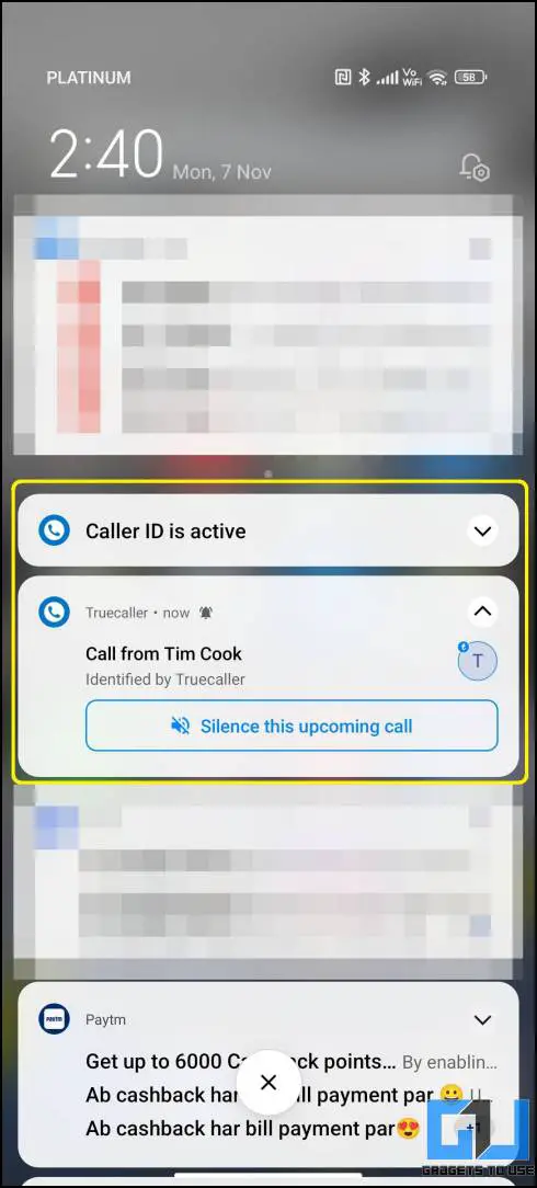 incoming calls not showing