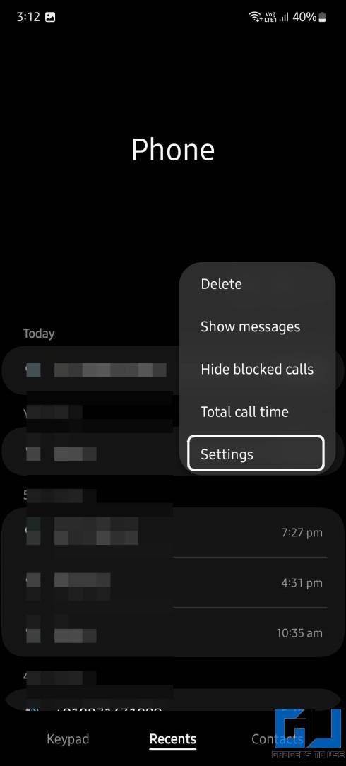 incoming calls not showing on Samsung