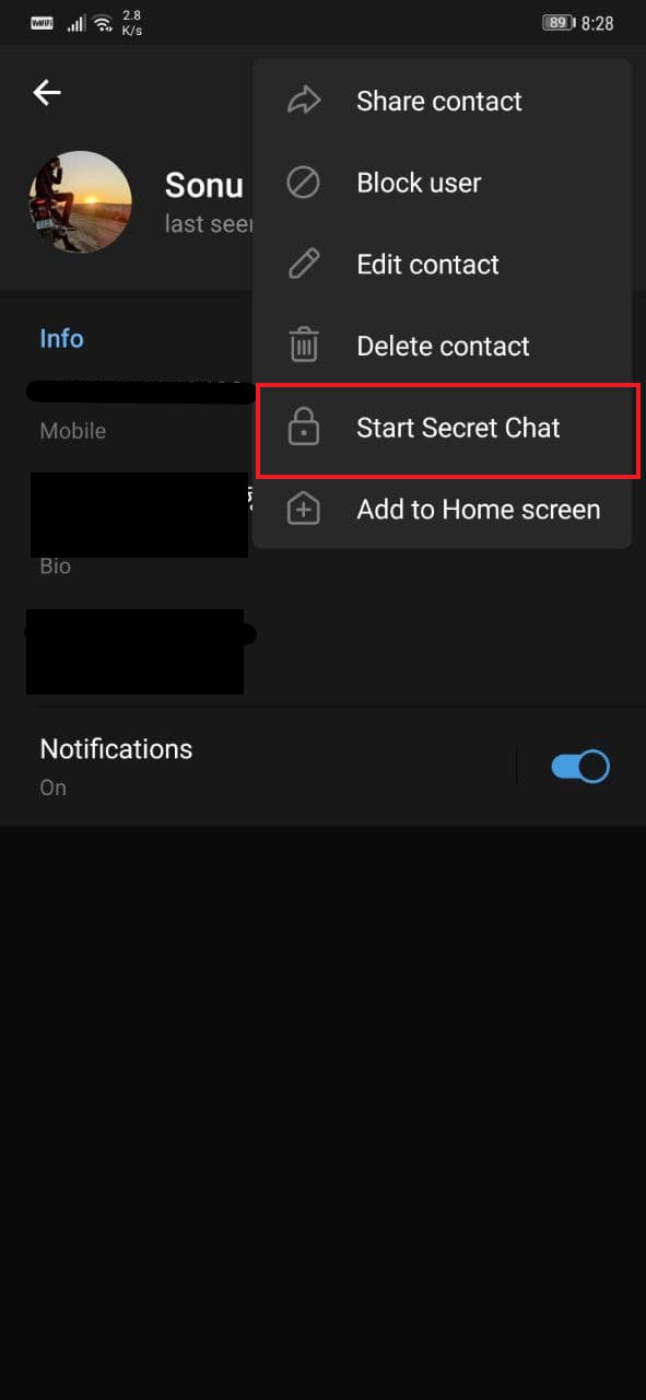 Send Disappearing Messages on Telegram