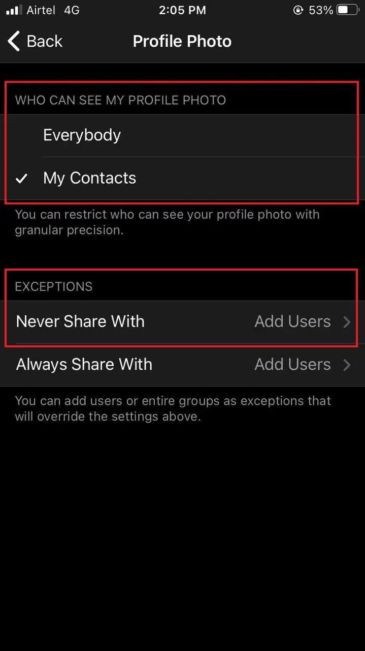 Hide Telegram Profile Picture on iOS