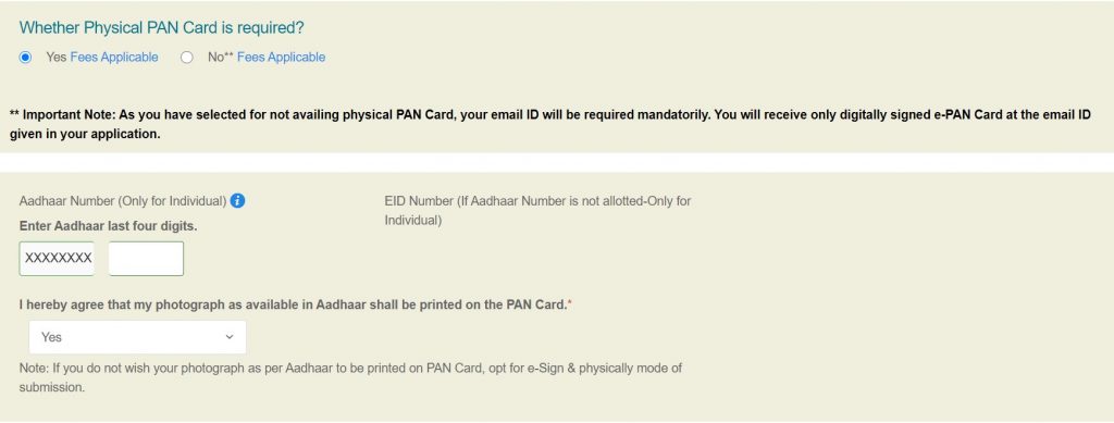 Physical PAN card and Aadhaar