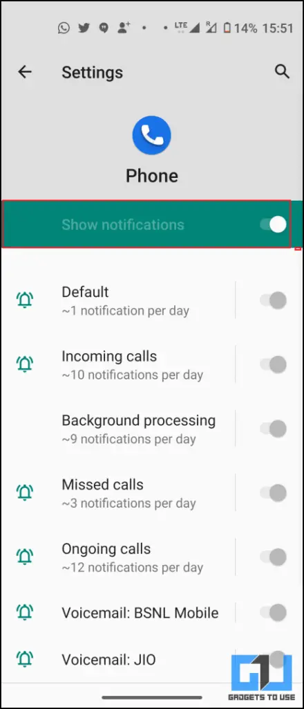 incoming calls not showing