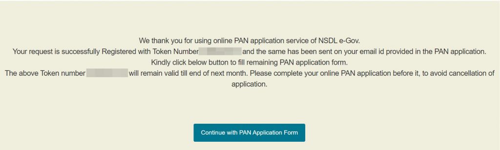 PAN token number