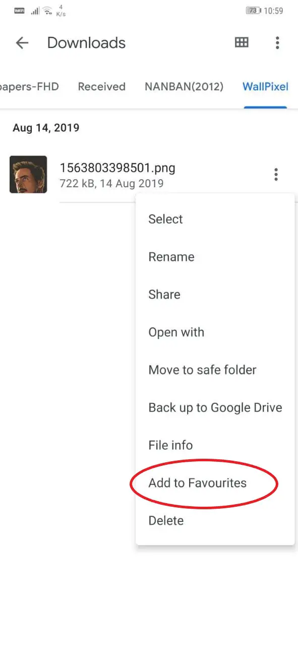 Mark Files as Favorites in Files by Google
