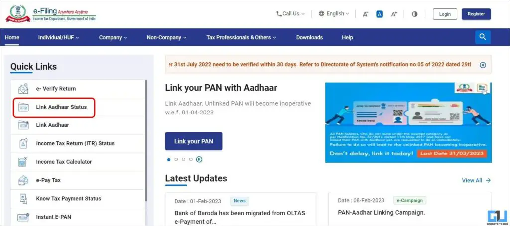 Link PAN with Aadhaar