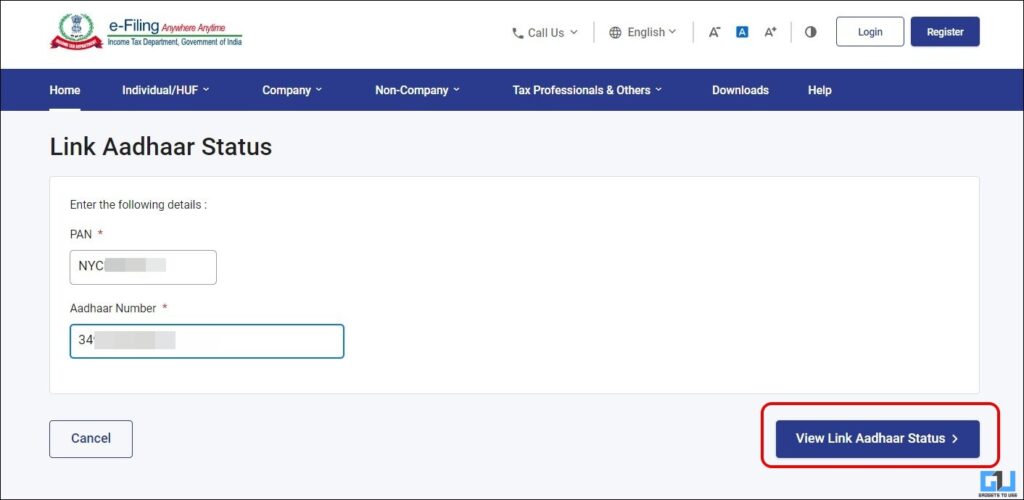 Link PAN with Aadhaar