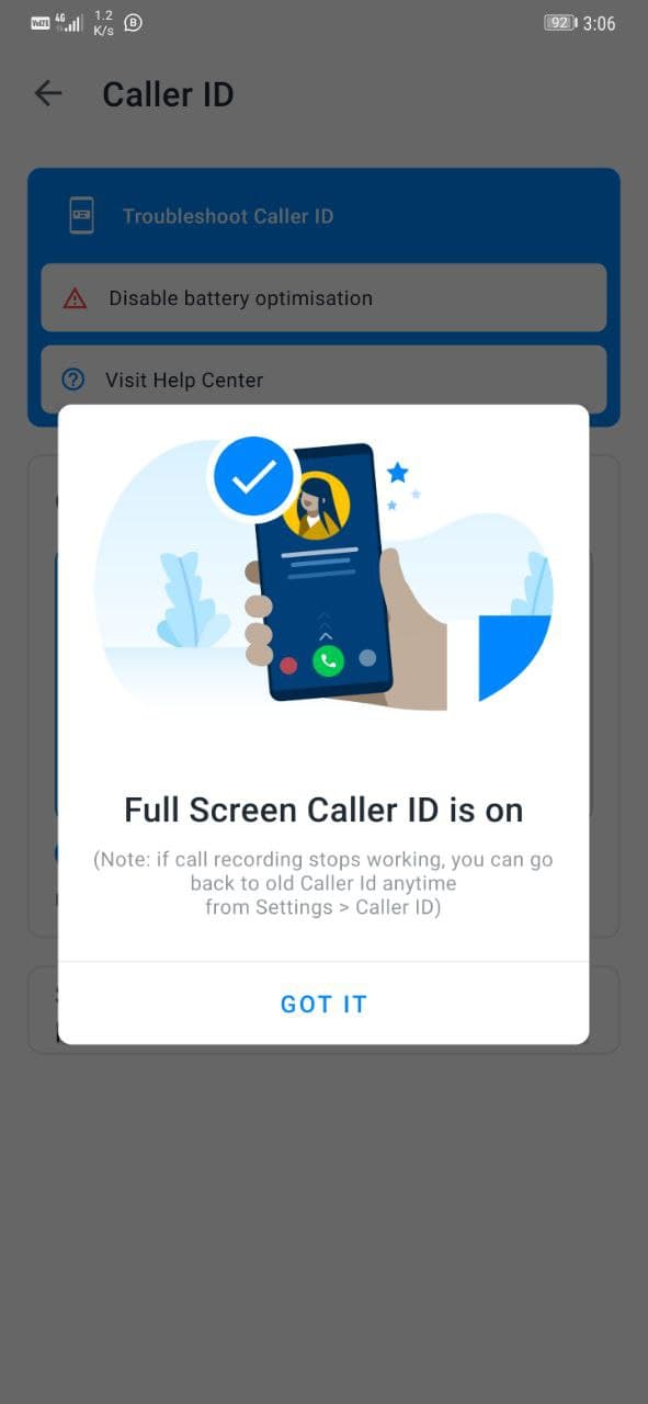 Truecaller Tips and Tricks- Full-Screen Caller ID