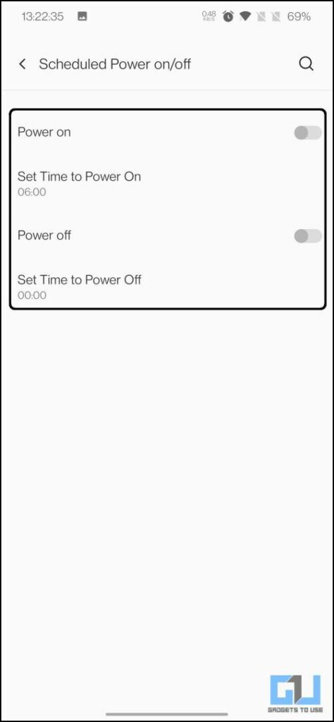 Auto Power on off android on OnePlus OxygenOS