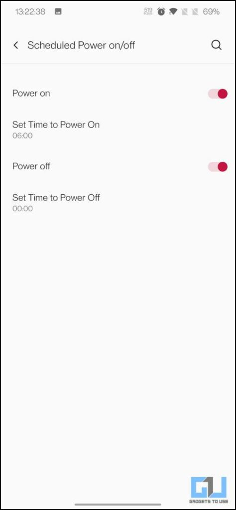 Auto Power on off android on OnePlus OxygenOS