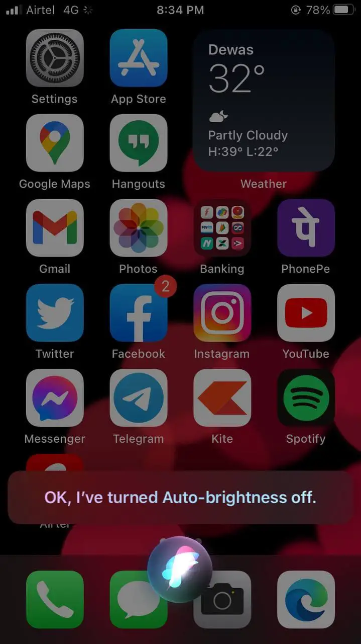Turn On/ Off Auto-Brightness using Siri