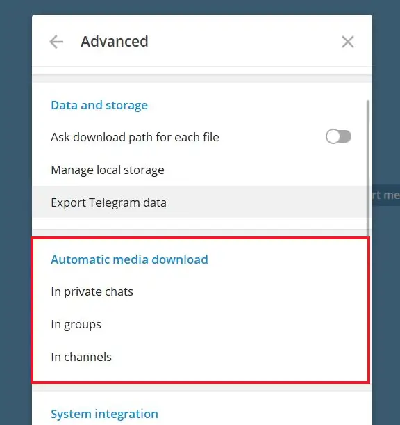 Disable Auto Media Downloads on Telegram Desktop