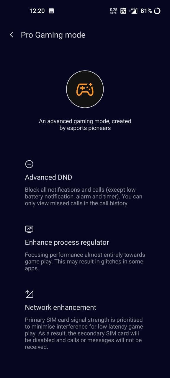 OnePlus 9R Gaming Mode