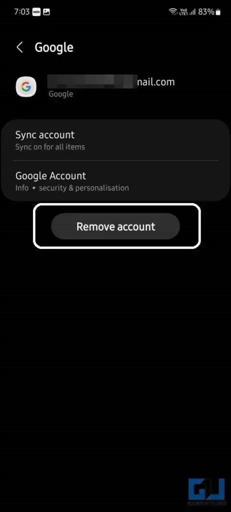 log out Google account android