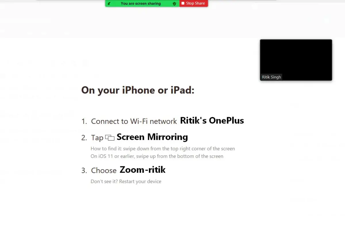 Teilen Sie den Bildschirm des Telefons mit dem Zoom-Desktop-Client