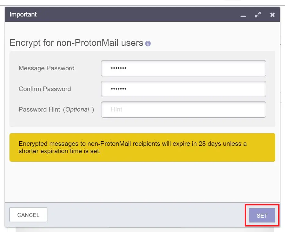 Senden Sie passwortgeschützte E-Mails in ProtonMail