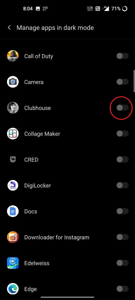 Enable Dark Mode in Clubhouse App