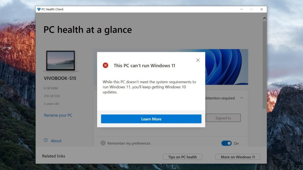windows pc health check windows 11 download