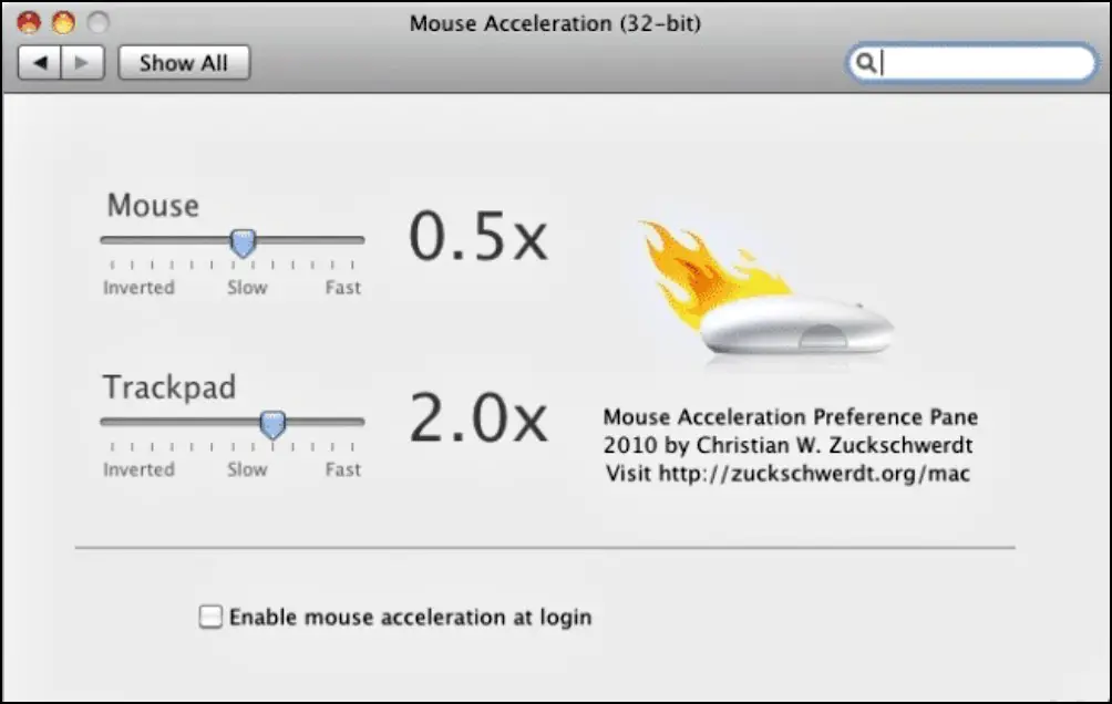 Mouse Acceleration Preference Pane Mac