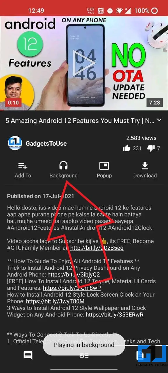 Play YouTube Video With Screen Off on Android