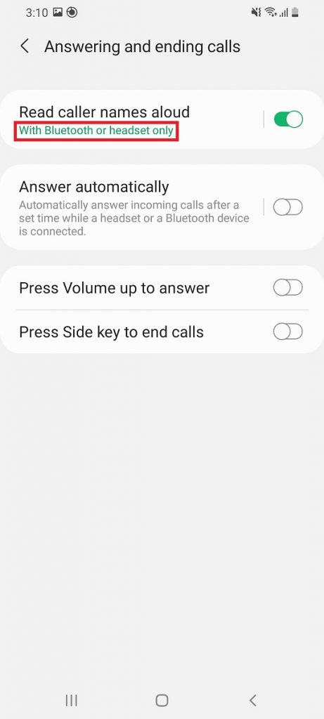 hear caller name on Android