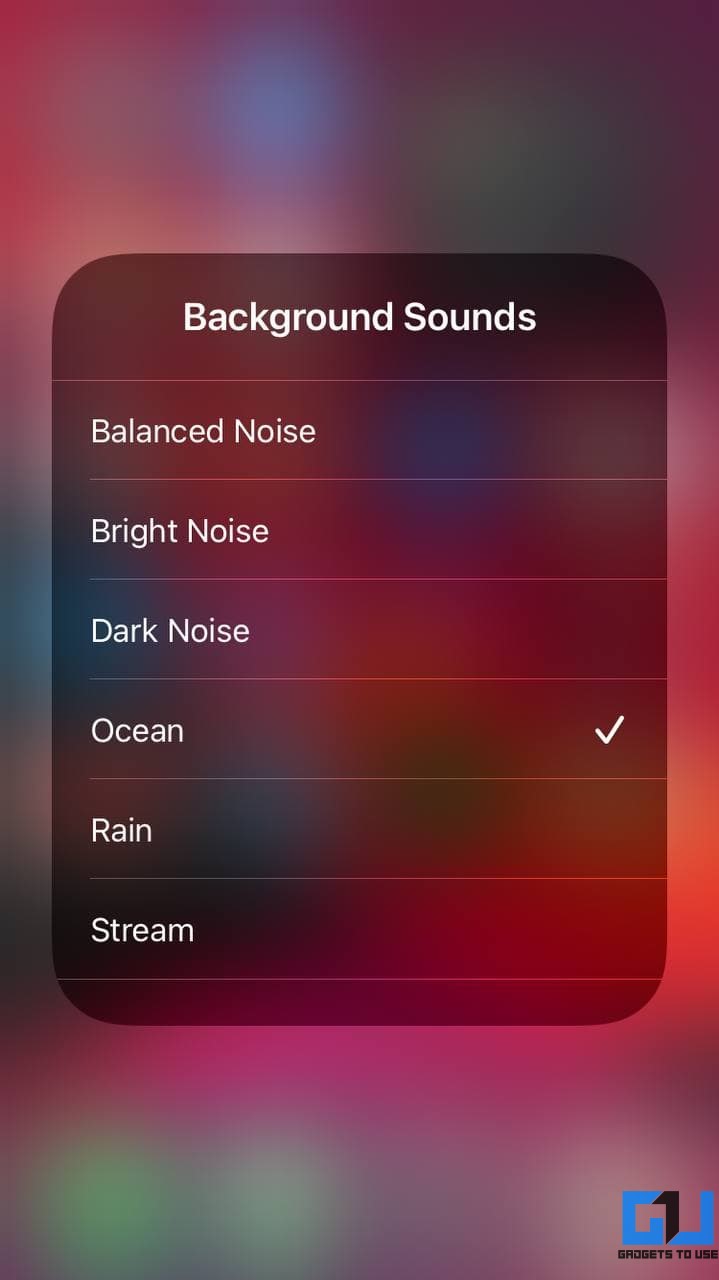 Background Sounds in iOS Control Center