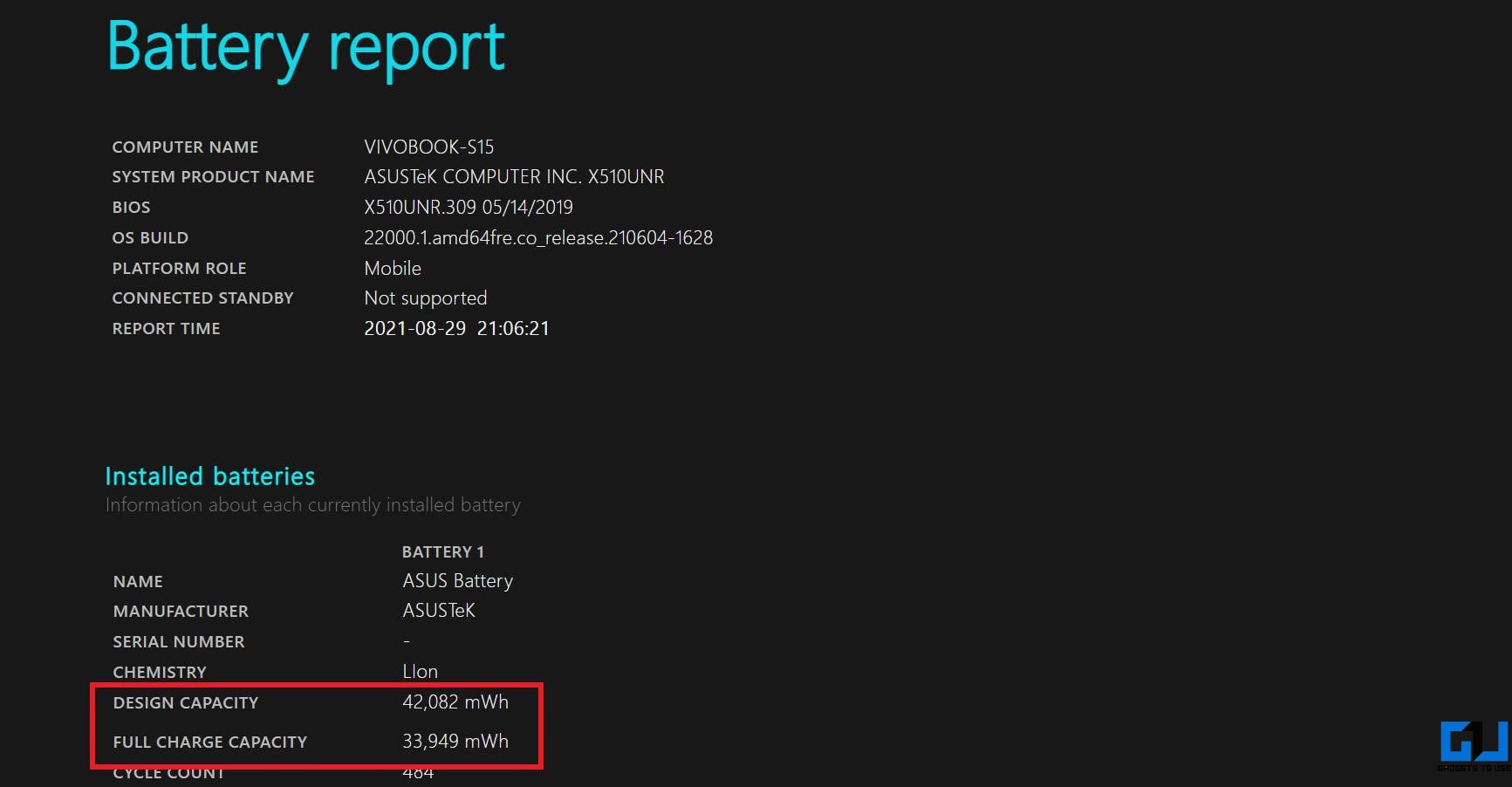 Check Laptop Battery Health Report on Windows 11