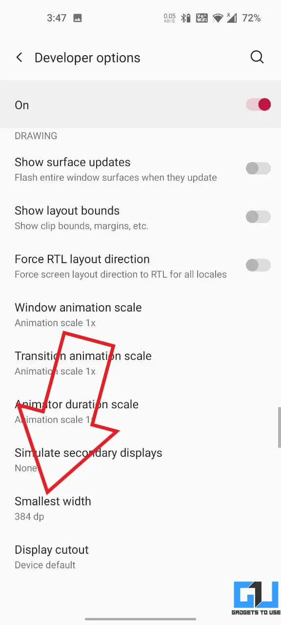 Enlarge Android Display Width DPI