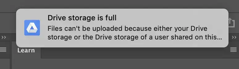 Der Google Drive-Speicher ist voll, aber es sind keine Dateien darin - Falscher freier Speicherplatz in Drive