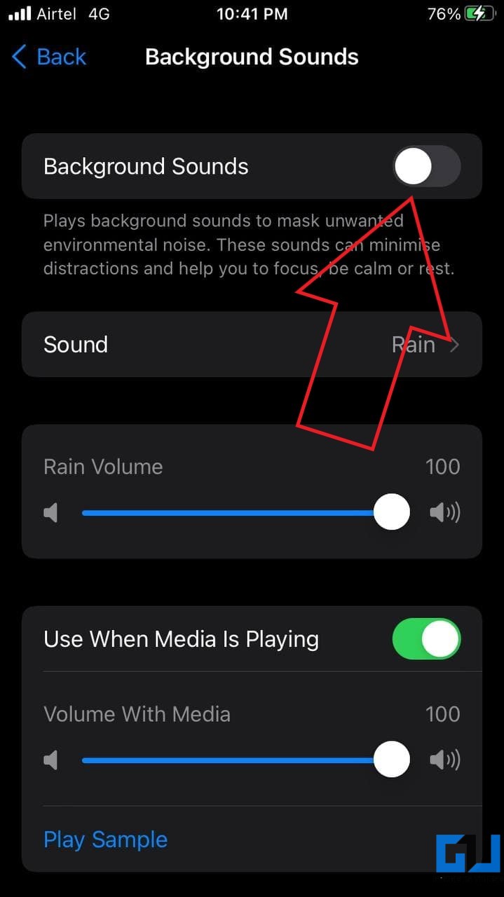 Enable Background Sounds on iPhone running iOS 15