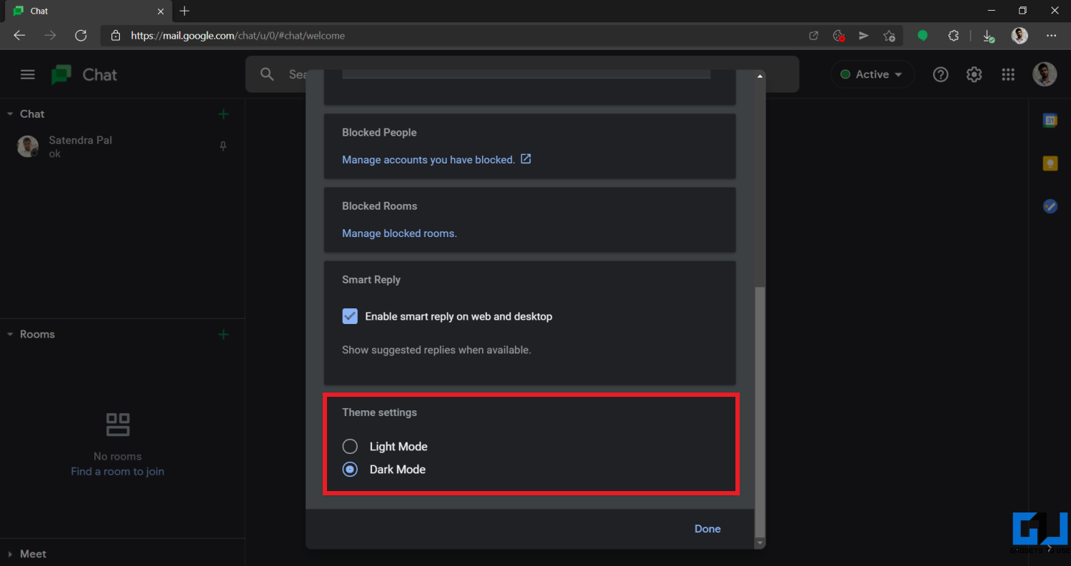 Enable Dark Mode in Google Chat