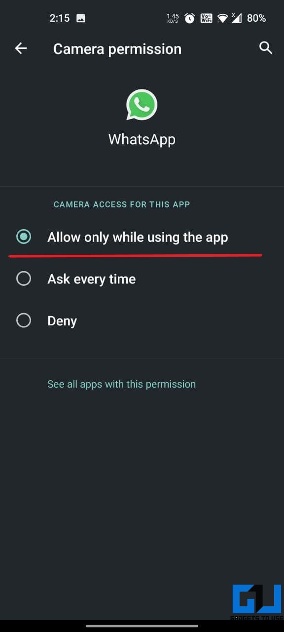 Can't Start Camera WhatsApp
